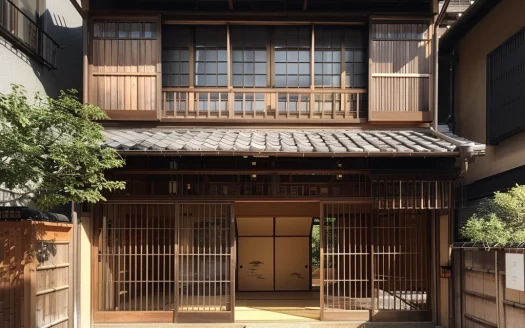 Exterior view of a classic Kyoto Machiya house
