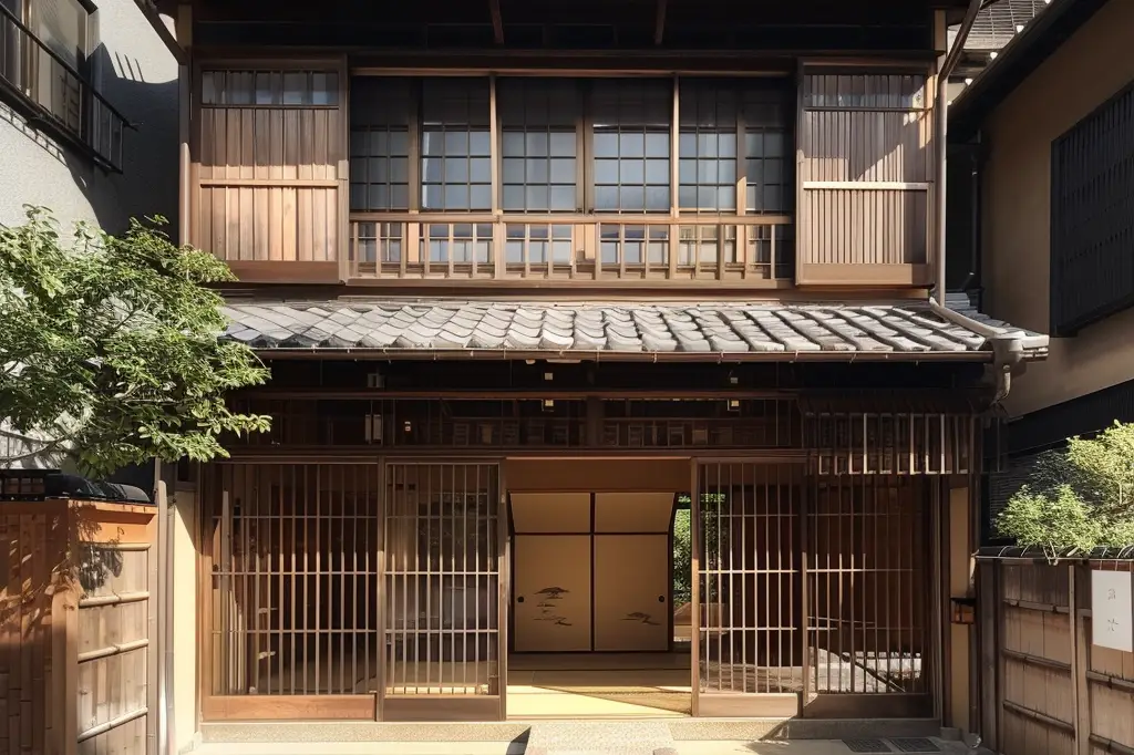 Exterior view of a classic Kyoto Machiya house